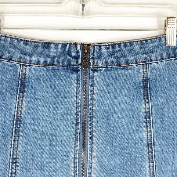 Altard State Small Monana Skirt Denim Jean Blue Front Full Zip Mini Women 750‎ - Picture 7 of 8